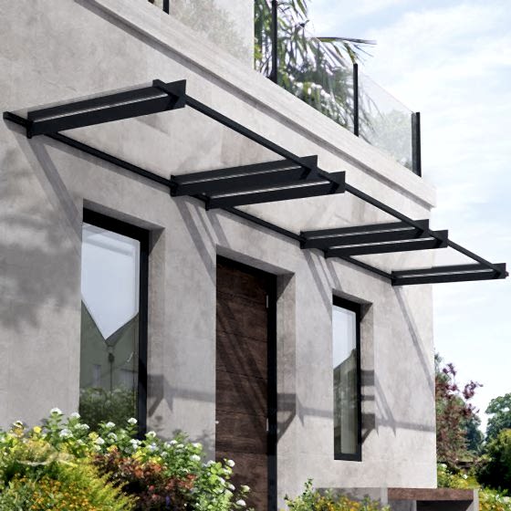 15' x 3' Palram Canopia Nancy 4500 Door Canopy - Grey (4.52m x 0.94m)