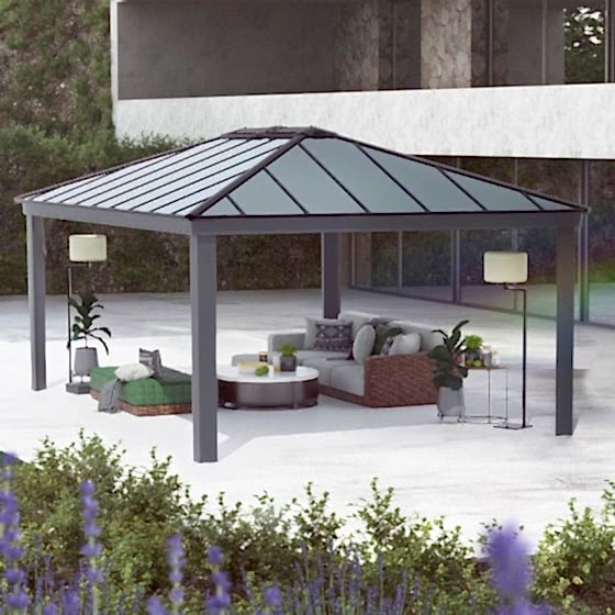 14' x 20' Palram Canopia Dallas Grey Garden Gazebo (4.22m x 6.06m)