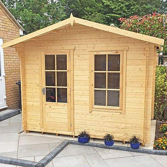 Shire Bucknells 3.6m x 3.6m Log Cabin Summerhouse (28mm)
