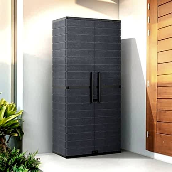 Saffron Tall Vertical Cabinet/Plastic Storage Cupboard - Sleek Grey