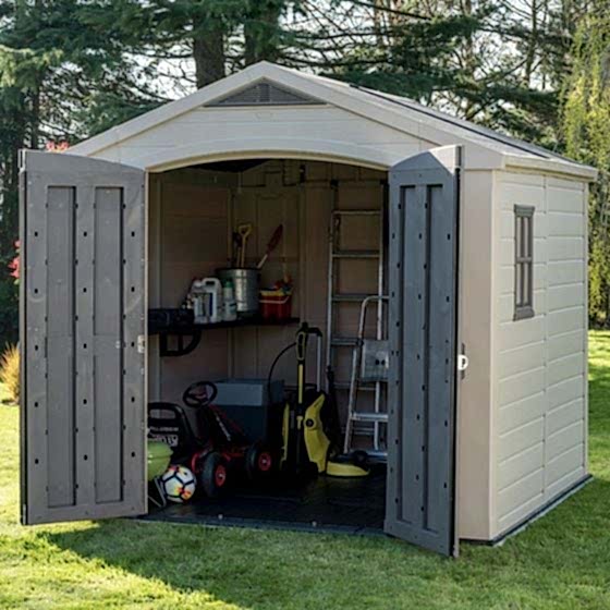 8' x 8' Keter Factor Plastic Garden Shed (2.57m x 2.55m)