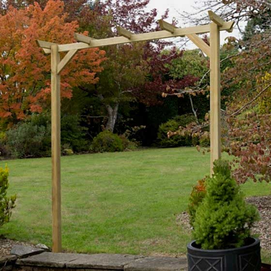 Forest Hanbury Flat Top Wooden Garden Pergola Arch 6’10 x 1’8