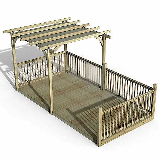 16' x 8' Forest Large Pergola Deck Kit with Canopy (4.88m x 2.44m)