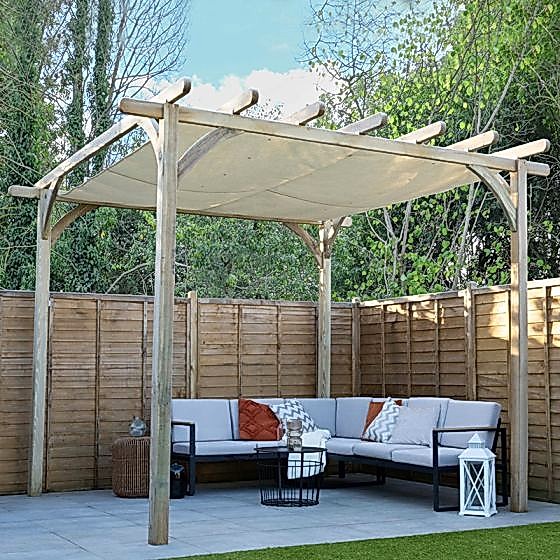Forest Large Ultima Wooden Garden Pergola with Canopy 12' x 12'