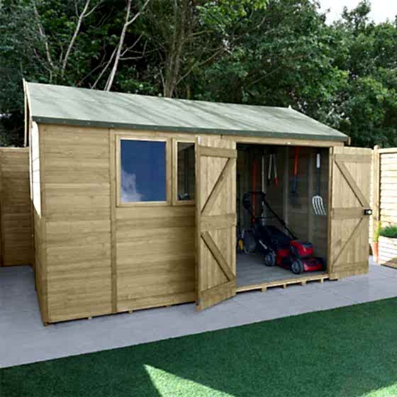 12' x 8' Forest Premium Tongue & Groove Pressure Treated Double Door Reverse Apex Shed
