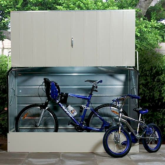 6'4 x 2'9 Trimetals Ramped Metal Bike Shed - Cream (1.95m x 0.88m)