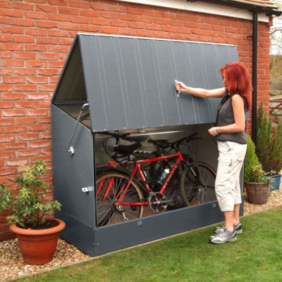 6'4 x 2'9 Trimetals Ramped Metal Bike Shed - Anthracite (1.95m x 0.88m)
