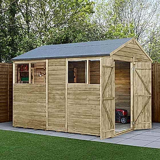 10' x 6' Forest 4Life 25yr Guarantee Overlap Pressure Treated Double Door Apex Wooden Shed (3.01m x 1.99m)