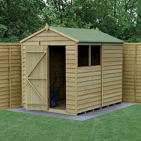8' x 6' Forest 4Life 25yr Guarantee Overlap Pressure Treated Apex Wooden Shed (2.42m x 1.99m)