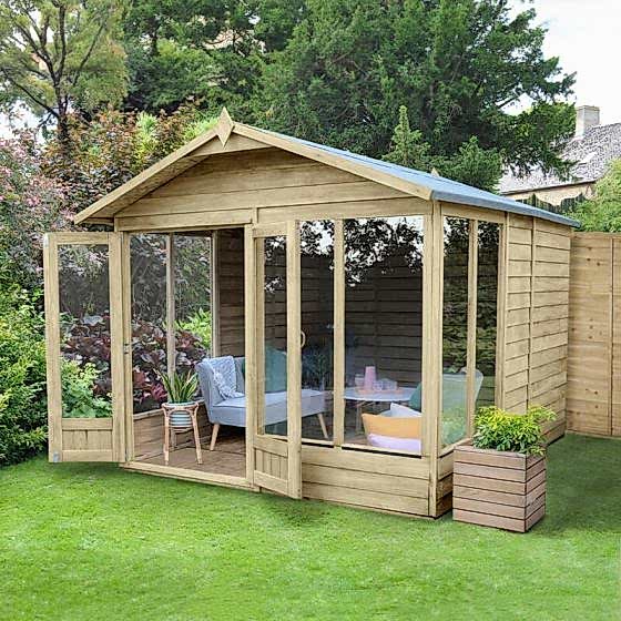 10' x 8' Forest 4Life 25yr Guarantee Double Door Apex Summer House (3.01m x 2.61m)