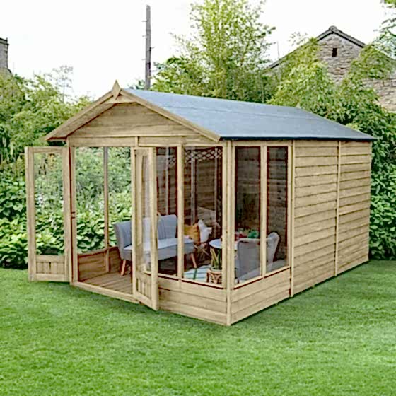 12' x 8' Forest 4Life 25yr Guarantee Double Door Apex Summer House (3.6m x 2.61m)