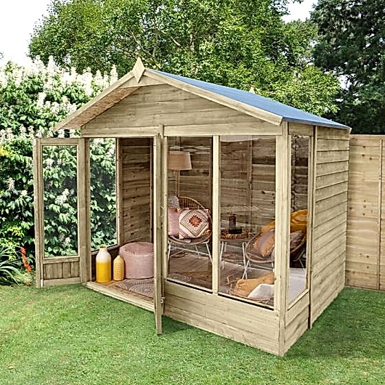 8' x 6' Forest 4Life 25yr Guarantee Double Door Apex Summer House - 4 Windows (2.61m x 1.82m)