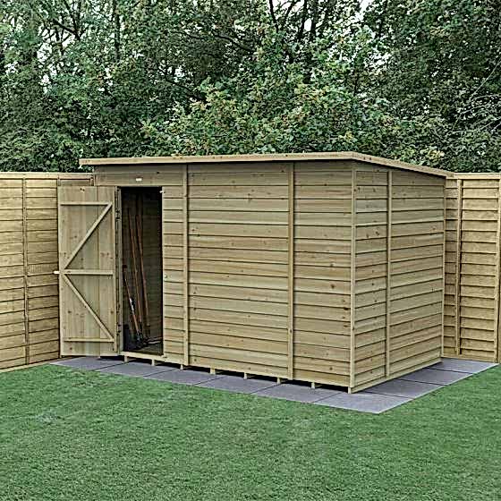 10' x 6' Forest 4Life 25yr Guarantee Overlap Pressure Treated Windowless Pent Wooden Shed (3.11m x 2.05m)