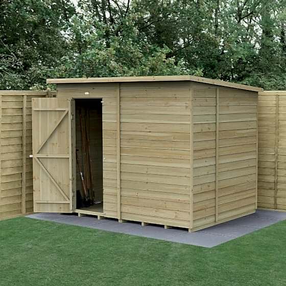 8' x 6' Forest 4Life 25yr Guarantee Overlap Pressure Treated Windowless Pent Wooden Shed (2.52m x 2.05m)