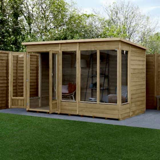 10' x 6' Forest 4Life 25yr Guarantee Double Door Pent Summer House (3.11m x 2.05m)