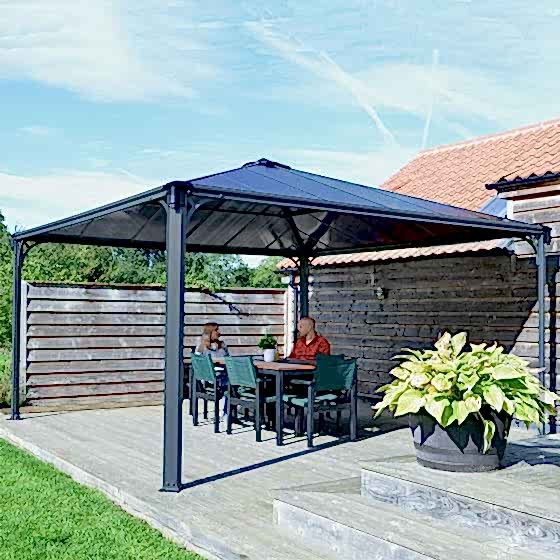 14'x14' (4.2x4.2m) Palram Palermo 4300 Grey Garden Gazebo
