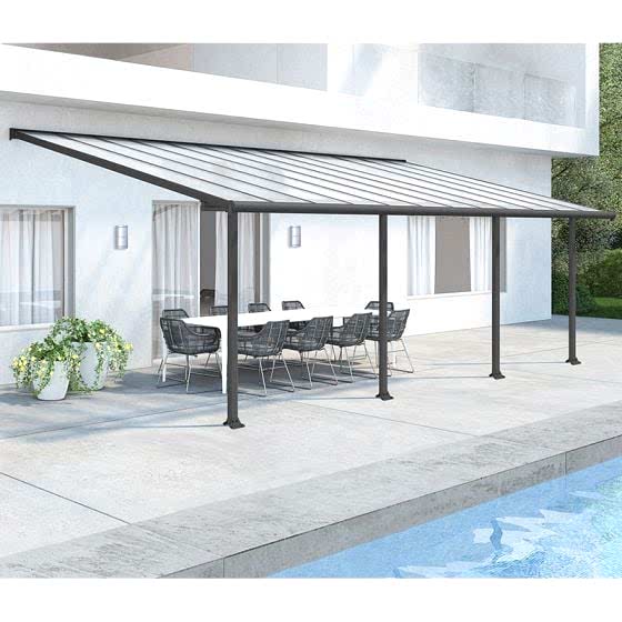 10' x 24' Palram Canopia Olympia Grey Patio Cover with Clear Panels