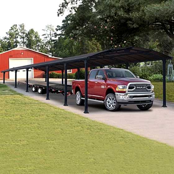 12' x 42' Palram Arcadia 12700 Grey Metal Carport