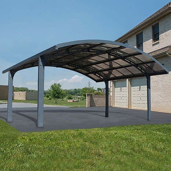 16' x 19' Palram Canopia Arizona Breeze Grey Metal Double Carport