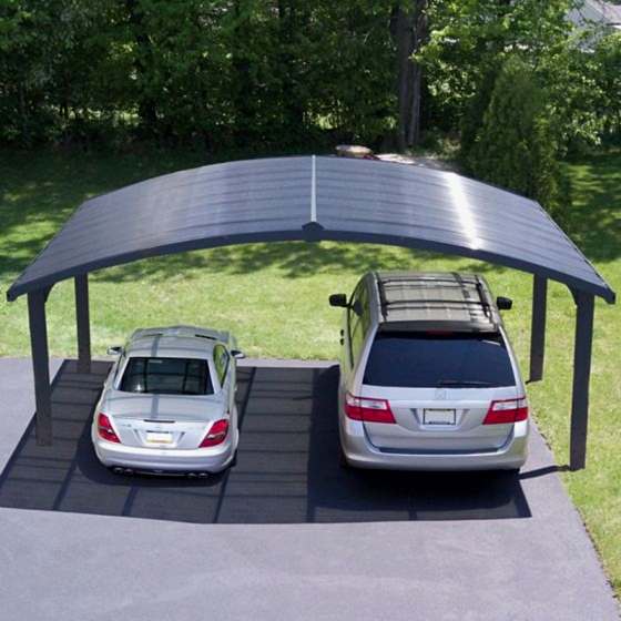 16' x 19' Palram Canopia Arizona Wave Grey Metal Double Carport
