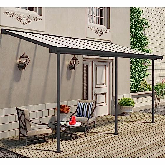 7' x 15' Palram Canopia Sierra Grey Clear Patio Cover
