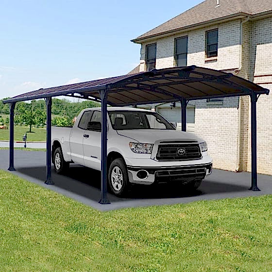 12' x 21' Palram Arcadia 6400 Grey Metal Carport