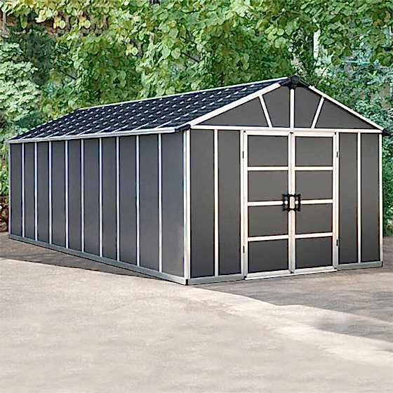 11' x 21.3' Palram Yukon Dark Grey Plastic Shed with WPC Floor