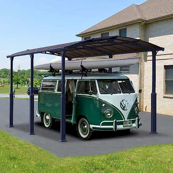 12' x 21' Palram Arcadia Alpine 6400 Grey Metal Carport