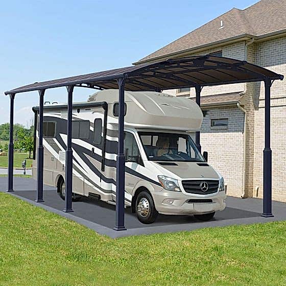 12' x 28' Palram Arcadia Alpine 8500 Grey Metal Carport