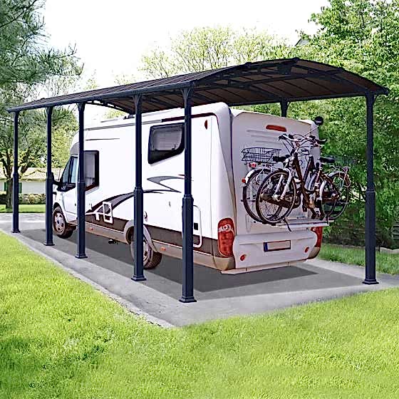 12' x 35' Palram Arcadia Alpine 10600 Grey Metal Carport