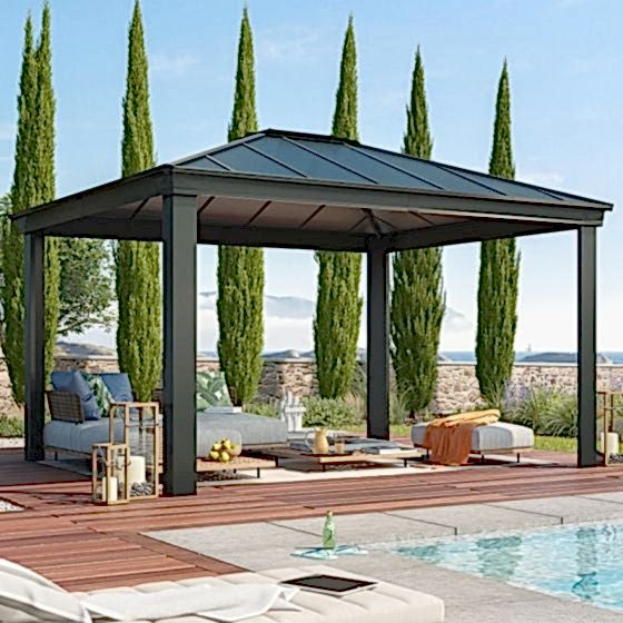 14' x 12' Palram Canopia Dallas 4300 Grey Garden Gazebo
