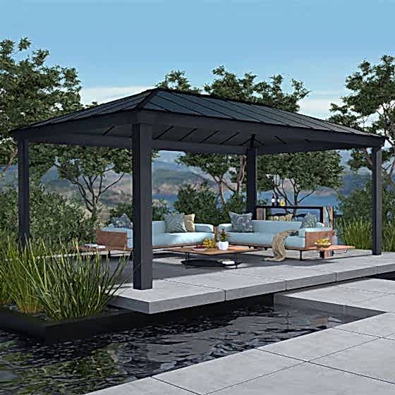 20' x 12' Palram Canopia Dallas 6100 Grey Garden Gazebo