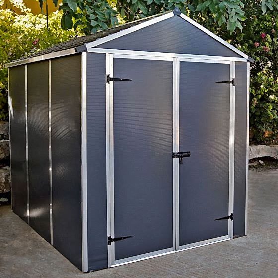 6' x 8' Palram Rubicon Double Door Plastic Garden Shed - Dark Grey