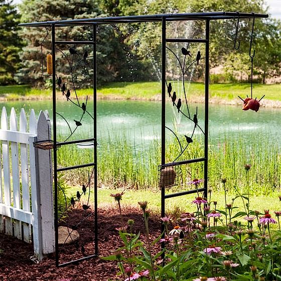 Panacea Birds Metal Garden Arch with Bird Feeding Station 7' x 7'
