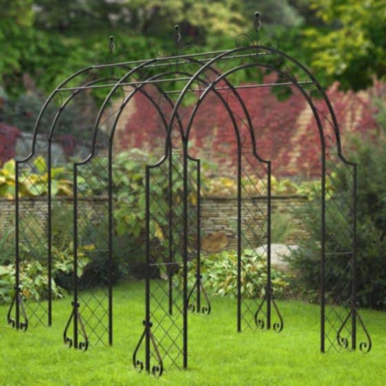 Panacea Lattice Metal Garden Arch Tunnel - Black 8'3 x 5'9
