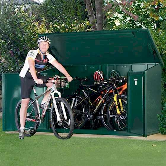 7'5 x 3'4 Asgard Access Plus Green Metal Bike Shed - 4 Bikes (2.3m x 1m)