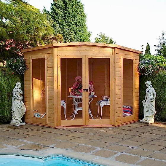 Shire Barclay 8' x 8' Corner Wooden Summerhouse (2.3x2.3m)