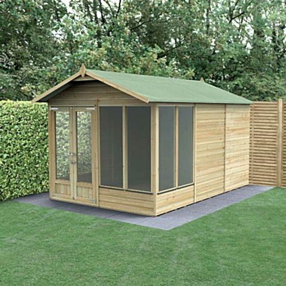 12' x 8' Forest Beckwood 25yr Guarantee Double Door Apex Summer House (3.6m x 2.61m)
