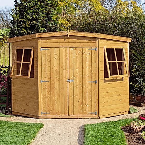 7'1 x 7'1 (2.2x2.2m) Shire Shiplap Wooden Corner Garden Shed