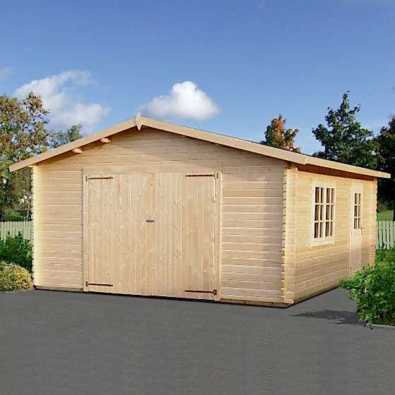 15x18 (4.5x5.5m) Palmako Extra Wide Single 44mm Garage - Double Doors
