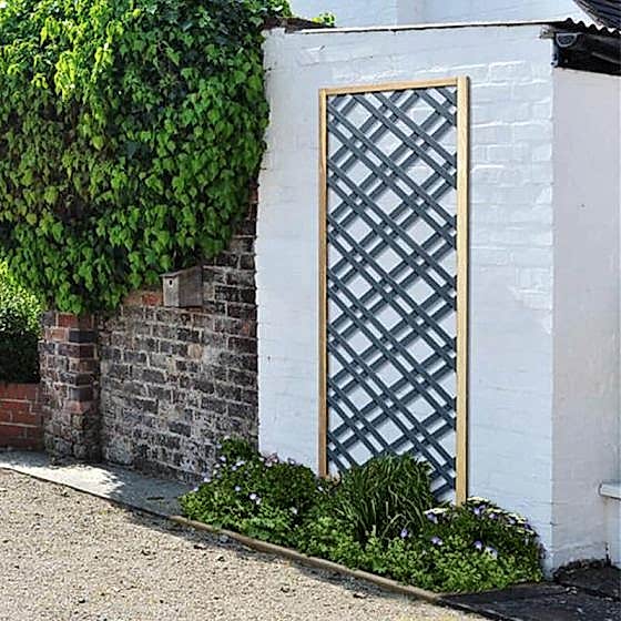 Forest 5'11 x 2' Grey Painted Wooden Diamond Lattice Panel (1.8m x 0.6m)