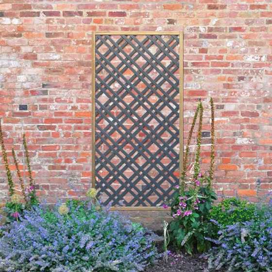 Forest 5'11 x 2'11 Grey Painted Wooden Diamond Lattice Panel (1.8m x 0.9m)
