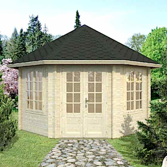 14'x14' (4.2 x 4.2m) Palmako Natalie 44mm Log Cabin