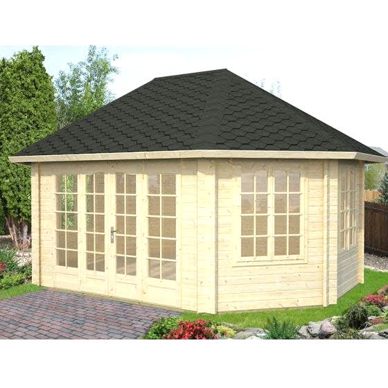 14'x19' (4.2 x 5.7m) Palmako Lisette 44mm Log Cabin