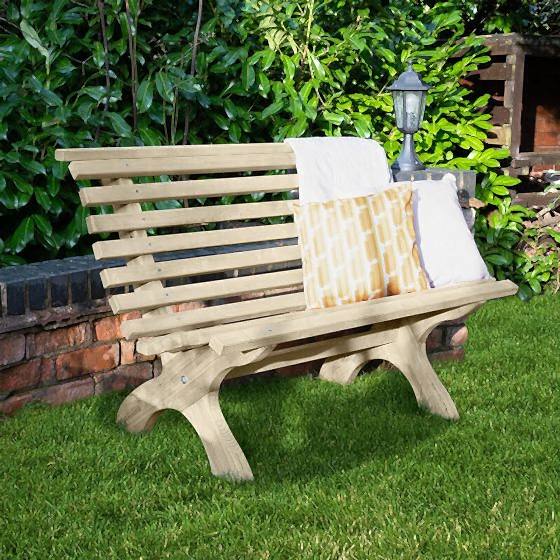 Forest Kuba Curved Wooden Garden Bench 3'11 x 2'5 (1.20m x 0.74m)
