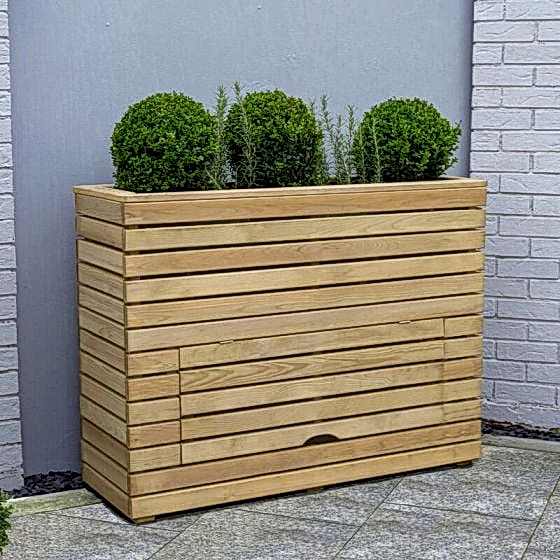 3’11 x 1’4 Forest Linear Tall Wooden Garden Planter with Storage (1.2m x 0.4m)