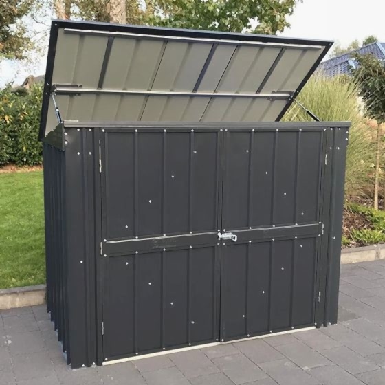 5'x3' (1.5x0.9m) Lotus Anthracite Grey Metal Double Bin Store

