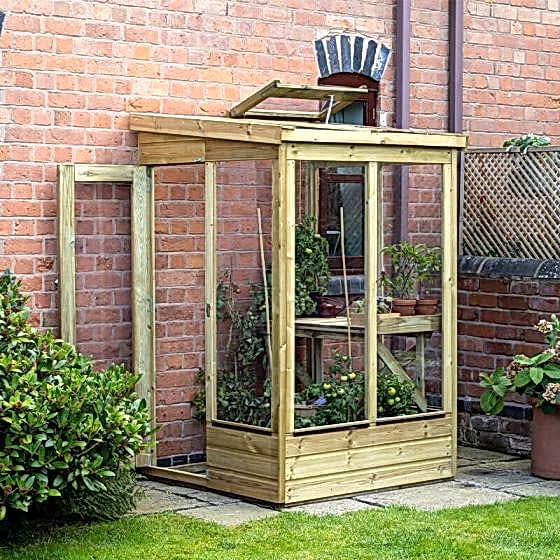 4' x 4' Forest Wallscape Lean To Greenhouse with Open Back (1.28m x 1.34m)