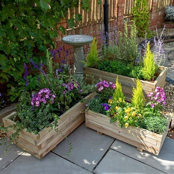 Forest Durham Rectangular Wooden Garden Planter - Set of 3