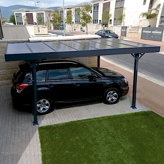 10' x 16' Palram Canopia Palma 5000 Grey Metal Carport with Grey Polycarbonate Roof (2.93m x 4.97m)
